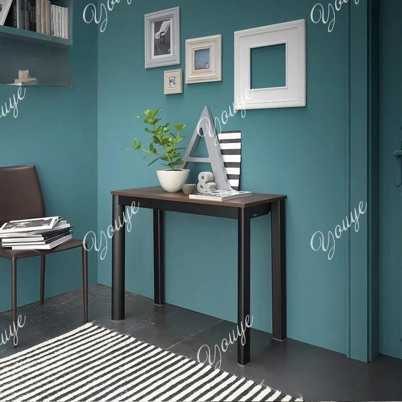 

A36 Solid wood pull-out dining table retractable multi-functional deformation foldable stretch dining table against the wall