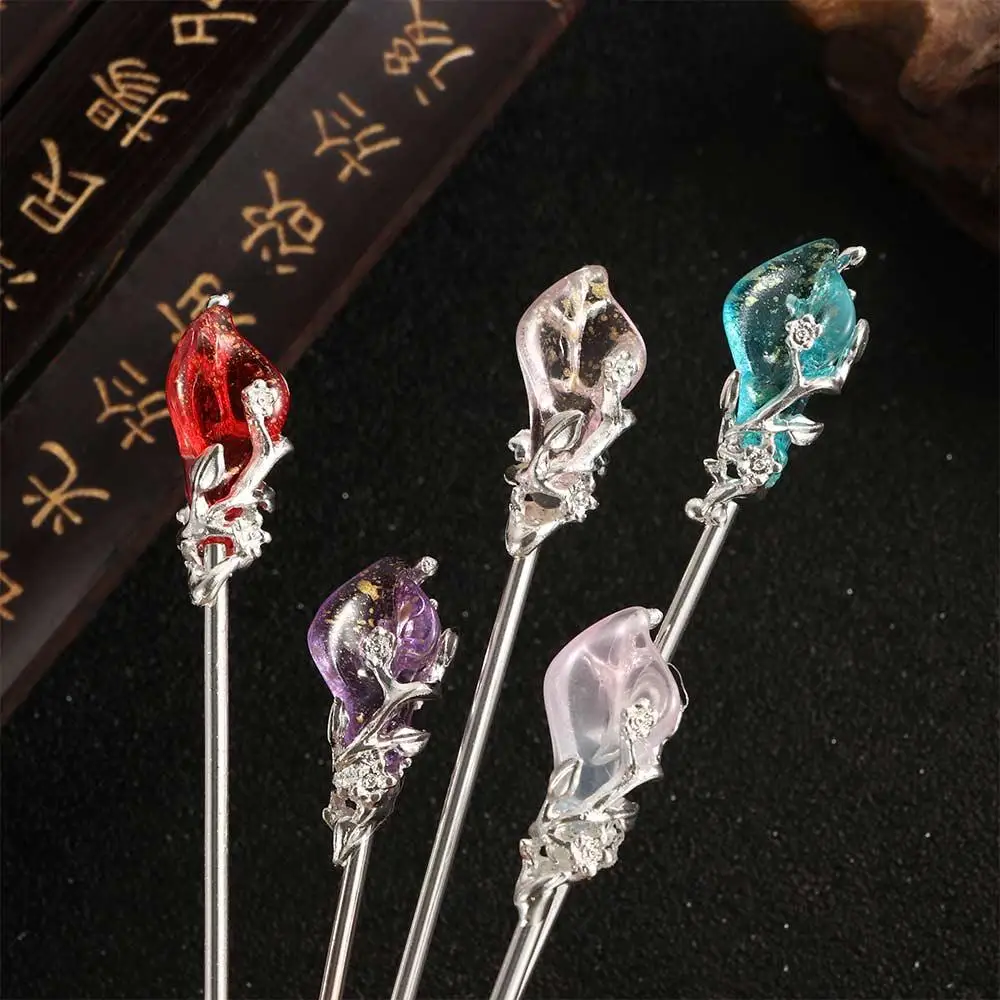 1PC Chinese Vintage Style Hanfu Hair Stick Classic Metal Glaze Hair Fork Hair Chopsticks for Women Jewelry Accessories