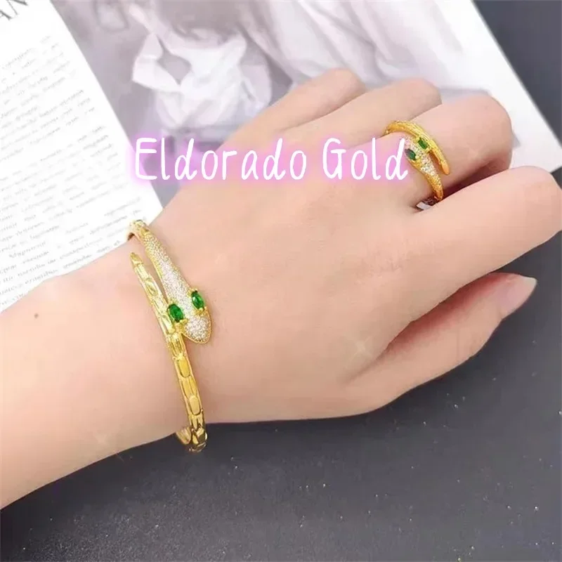 

Eldorado Gold Eldorado 2025 2025High Quality AU750 18K Gold Inlaid Personalized Snake Shaped Gold Bracelet, Women's Personaliz