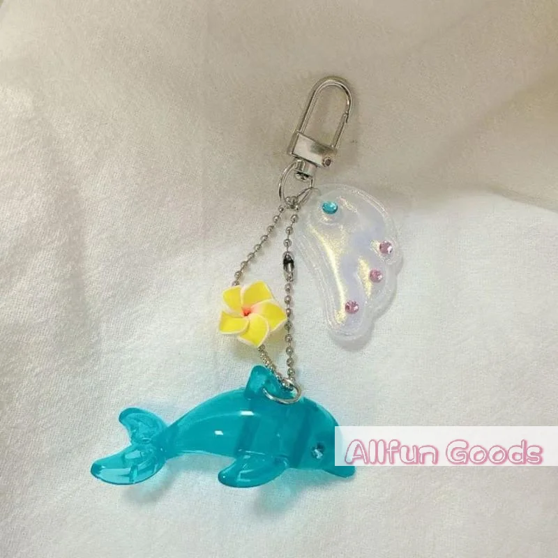 Cute Korean-style Y2K Dolphin Keychain Vintage Cartoon Dolphin Pendant Charm Phone Strap For Bag Purse Backpack Decoration
