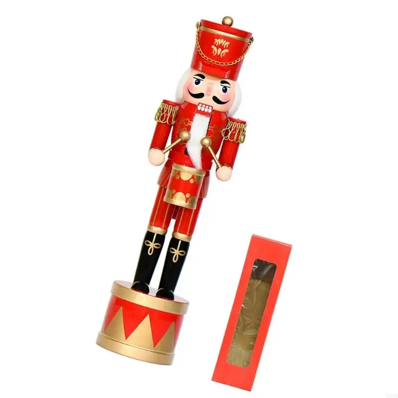 36 hölzerne Nussknacker-Trommelsoldat-Figur, Weihnachtspuppe, handbemalte Verzierung für B03E – Detail 10