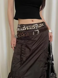 N Style Retro Leopard Print Spice Girl Style Belt Female Metal Carving Design Feeling Belt Matches Skirt Jeans Belt Decoration