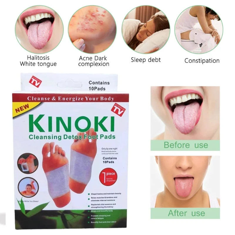 Kinoki Detox Foot Pads Foot Patch coreano Help Sleep Stress Relief Natural Health Foot Care Tools Feet Wellness Spa Accessories