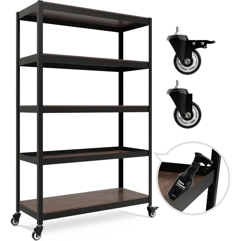 Rolling Cart Rack Casters Heavy Duty Wheeled Shelves Adjustable Storage Rack Organizer Rack Kitchen Garage