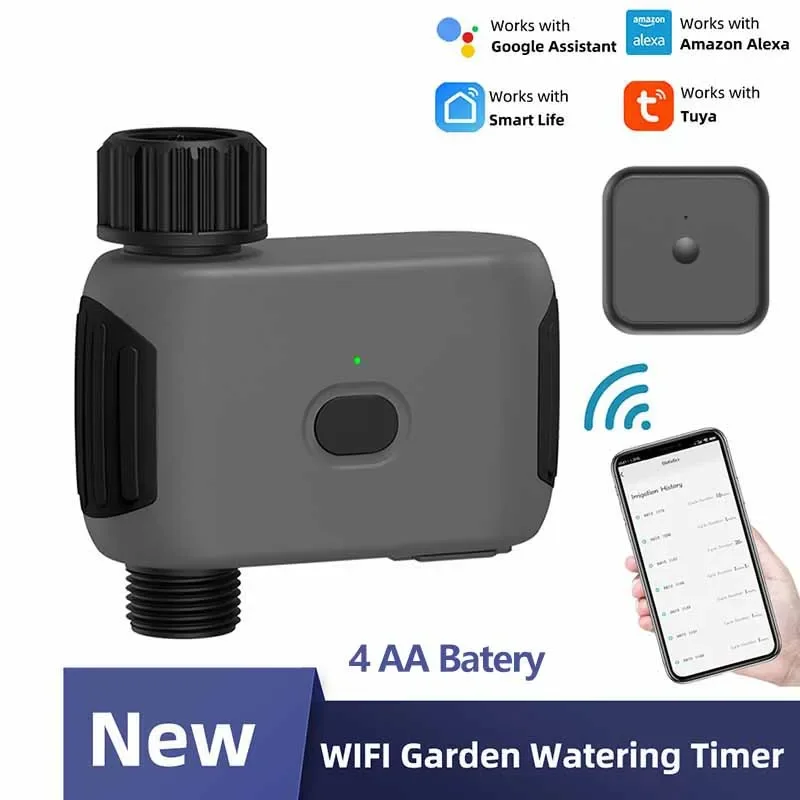 Design 4 AA Batery Powered Garden Smart Irrigation Wifi Automatic Irrigation  Water Timer Use  Smart Life App Garden Sprinkler