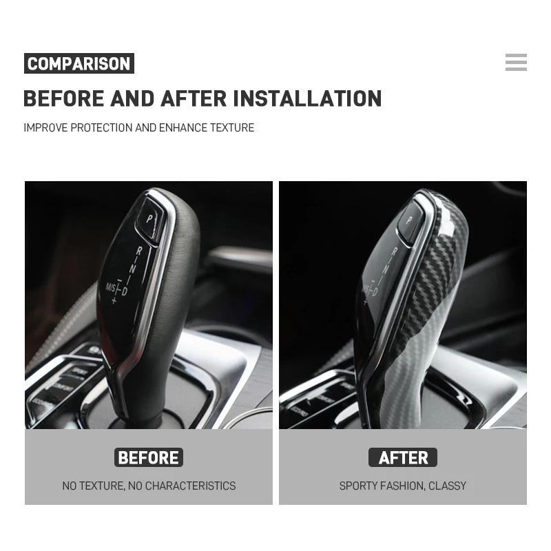 حقيقي ألياف الكربون سيارة والعتاد التحول المقبض غطاء رأس ملصق الكسوة لسيارات BMW 5 6 7 سلسلة GT X3 X4 G30 G38 GT G32 G11 G12 G01 G02 G08