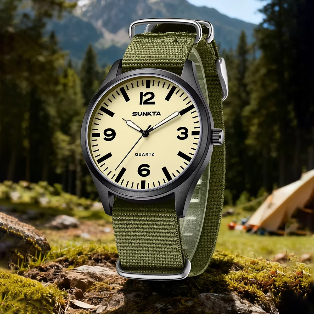 SUNKTA Sports Man Watch Fashion Casual Nylon Waterproof Luminous Classic Simple Quartz Watches for Man Wristwatch Outdoor Gifts