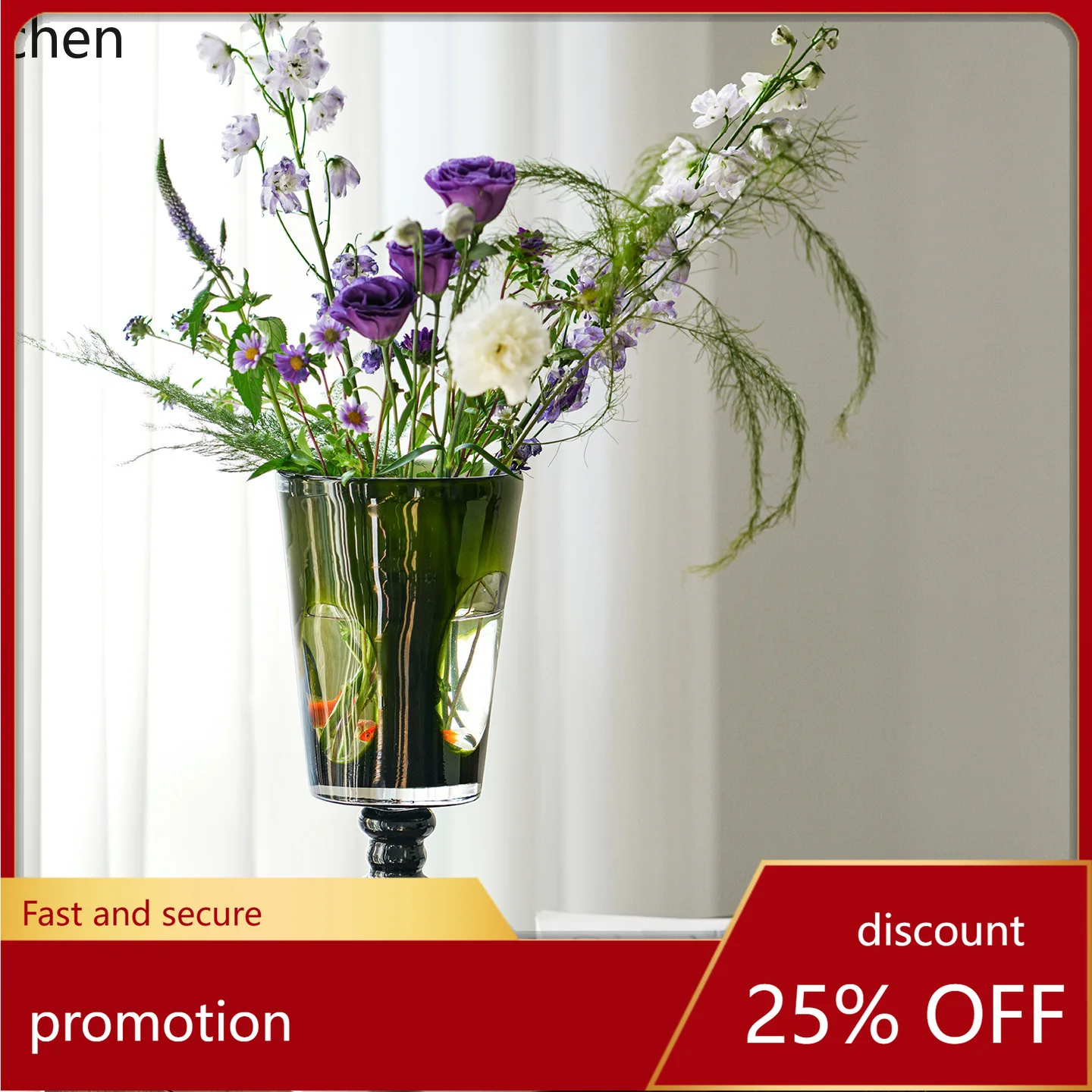 

ZML vintage square glass vase, high-end living room decoration ornament, hydroponic flower arrangement vessel, soft decoration