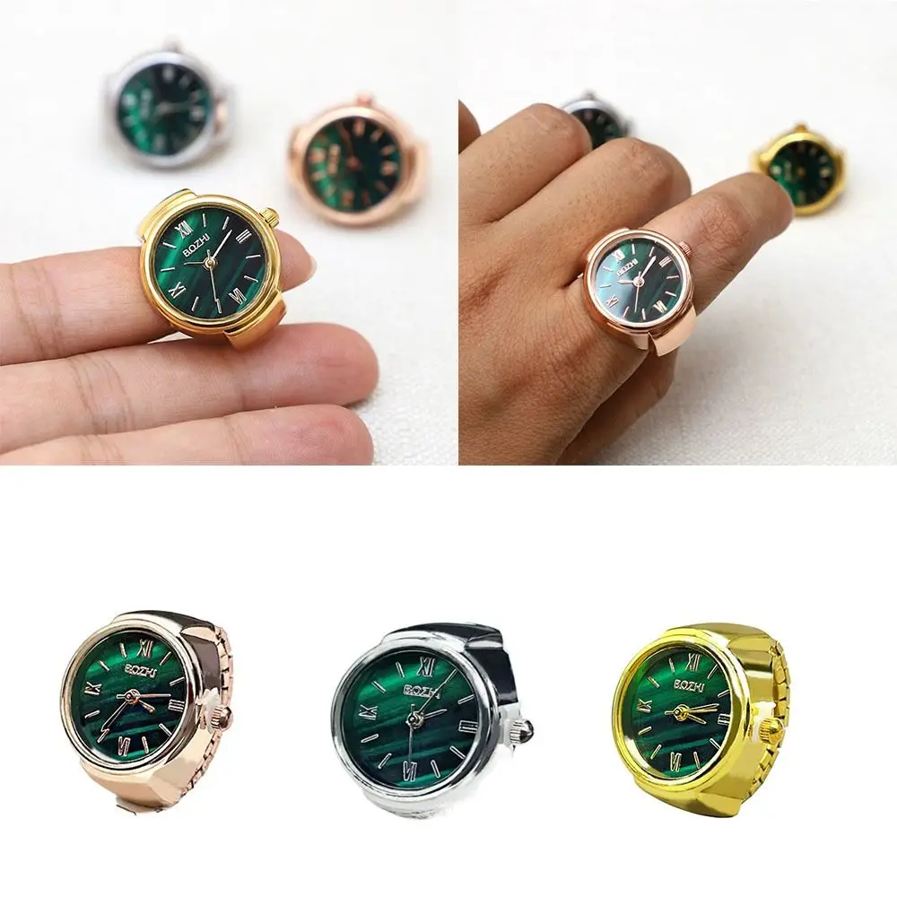 

Vintage Fashion Jewelry Clock Round Quartz Finger Rings Digital Watch Elastic Stretchy Rings Ring Watch