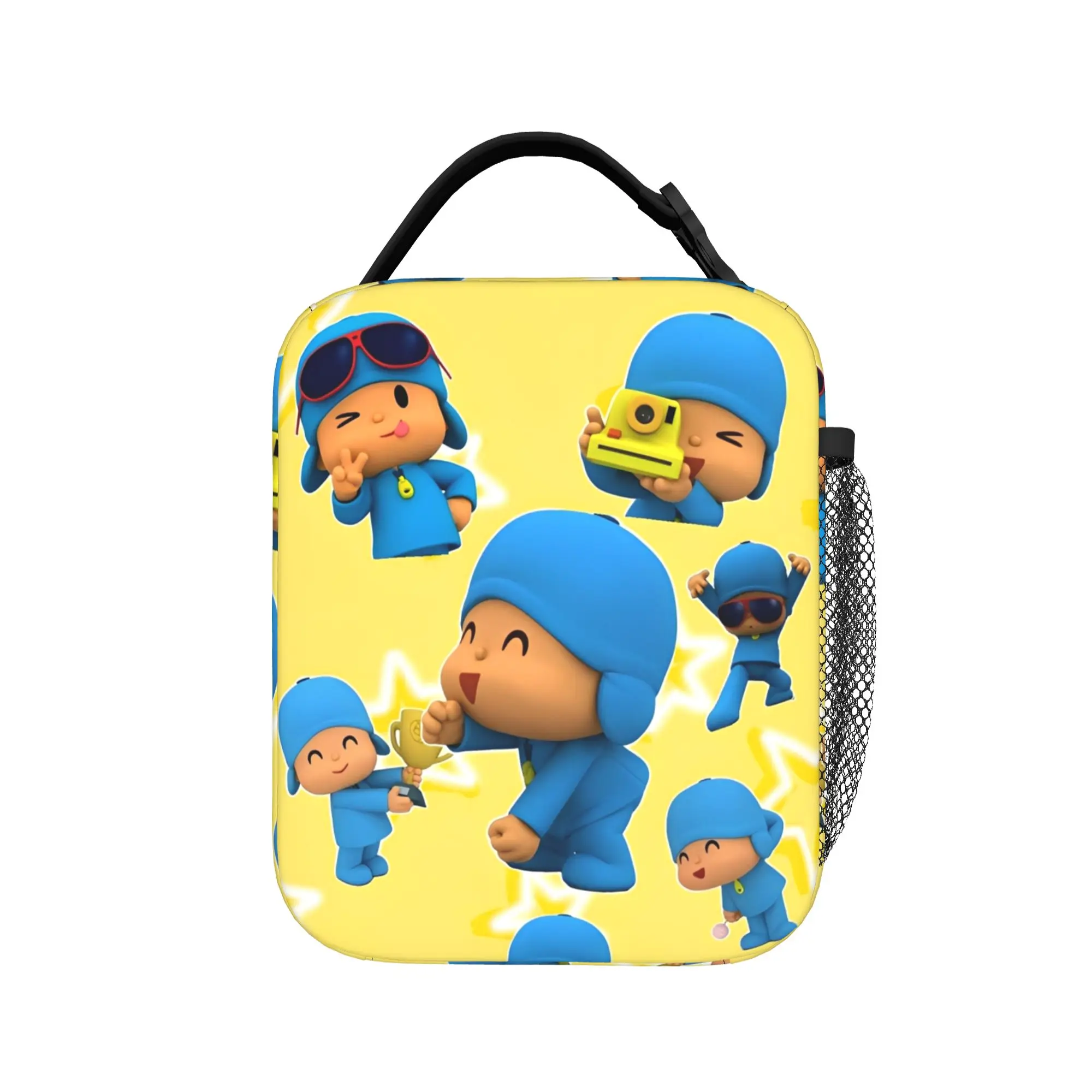 Happy Pocoyoed Cartoon Insulated Lunch Bag Portable Meal Container Cooler Bag Tote Lunch Box School  Picnic Girl Boy