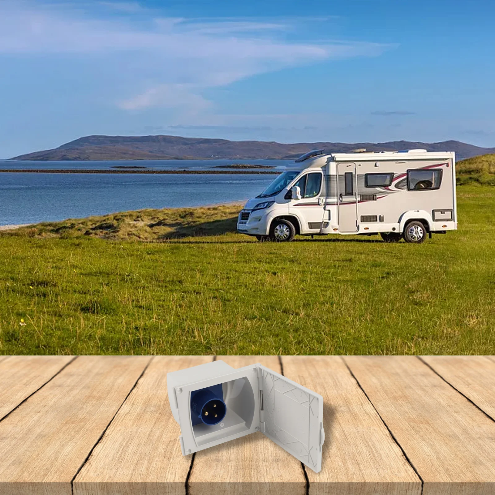 

IP44 Waterproof Socket RV External Socket For Caravanning Embedded Socket For RV External Power Input Made Of Plastic