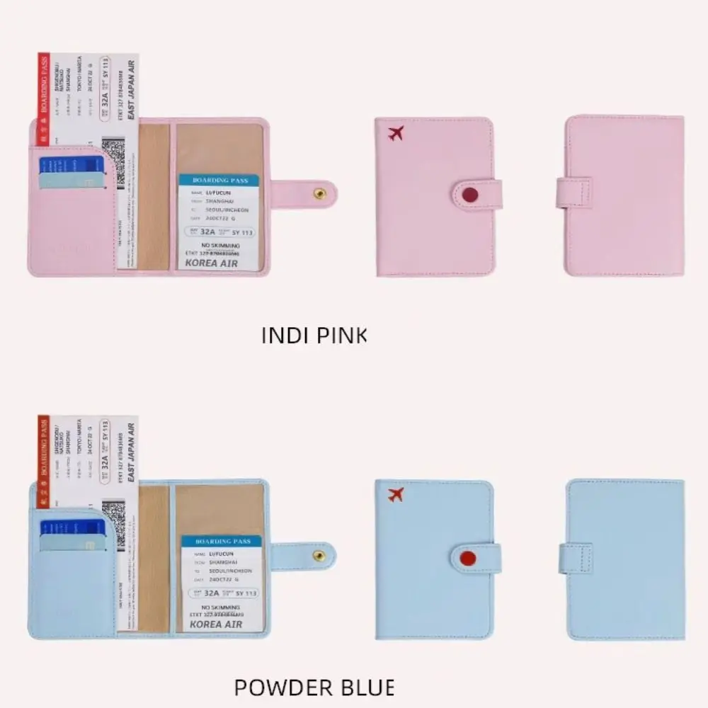 

Wallet Passport Storage Bag Solid Color Airplane Check-in Document Passport Storage Clip Anti-theft Multifunctional