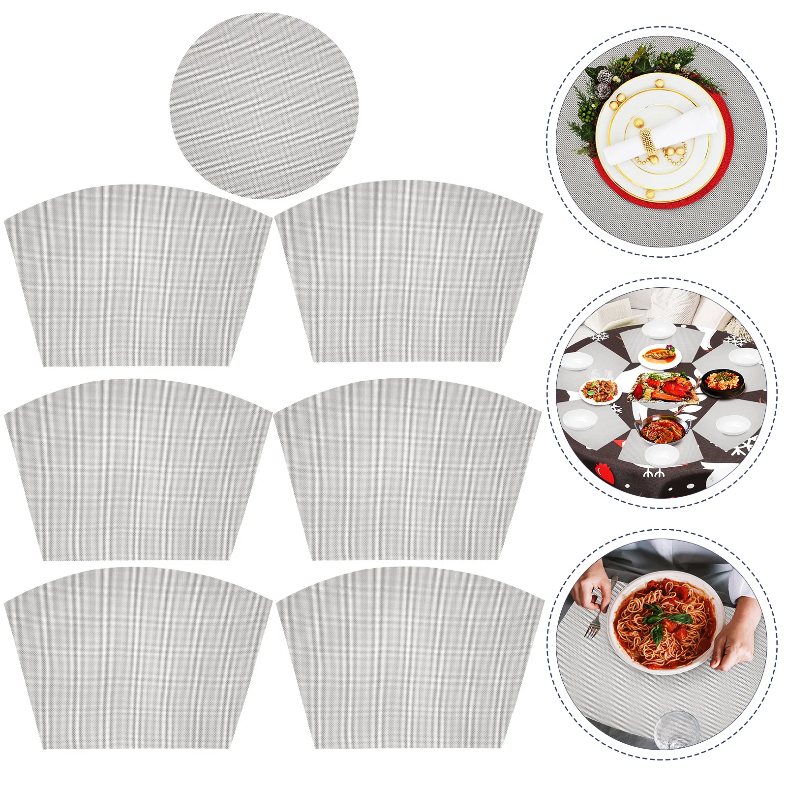 

7Pcs PVC Placemats Table Mats Heat Resistant Decorative Dining Table Set Washable Small Round Place Mats for Home Restaurant