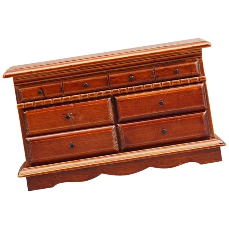 ホワイト木製 4 引き出しキャビネット 1/12 ドールハウスミニチュア家具と風景ディスプレイ 15UB