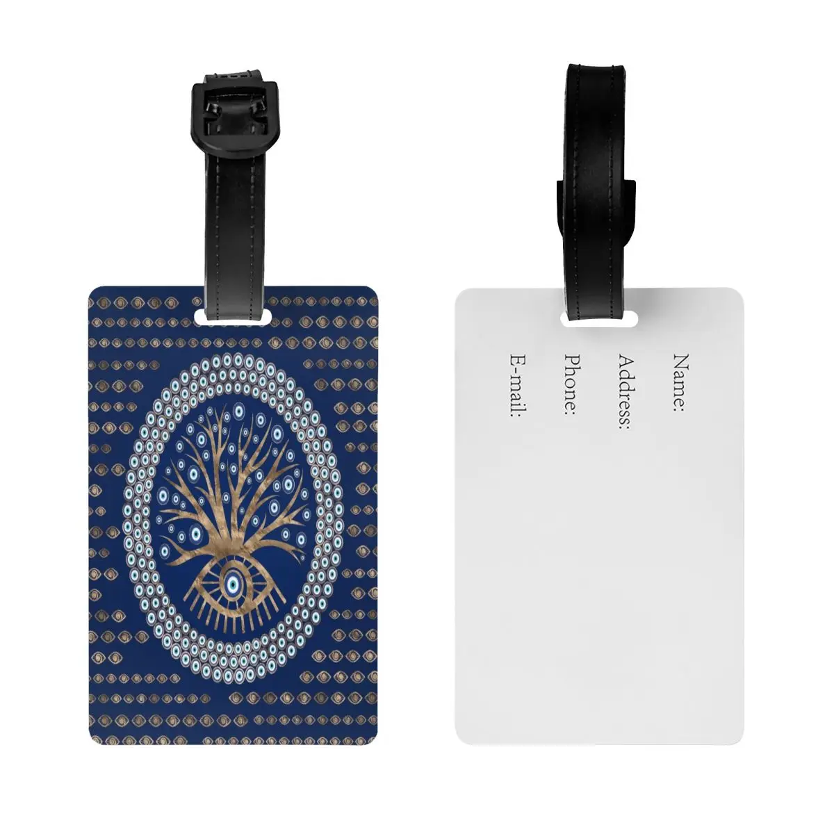 Mystic Evil Eye Tree Of Life Luggage Tag Greek Mati Mataki Matiasma Amulet Travel Bag Suitcase Privacy Cover ID Label