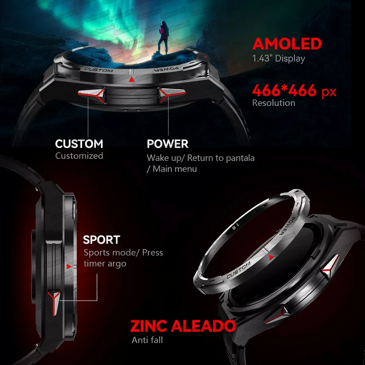 ใหม่สําหรับ Huawei GPS SmartWatch ผู้ชาย 466*466 AMOLED HD 150 + โหมดกีฬาเข็มทิศ BT Call Health Monitor IP69 ว่ายน้ํากันน้ํานาฬิกา