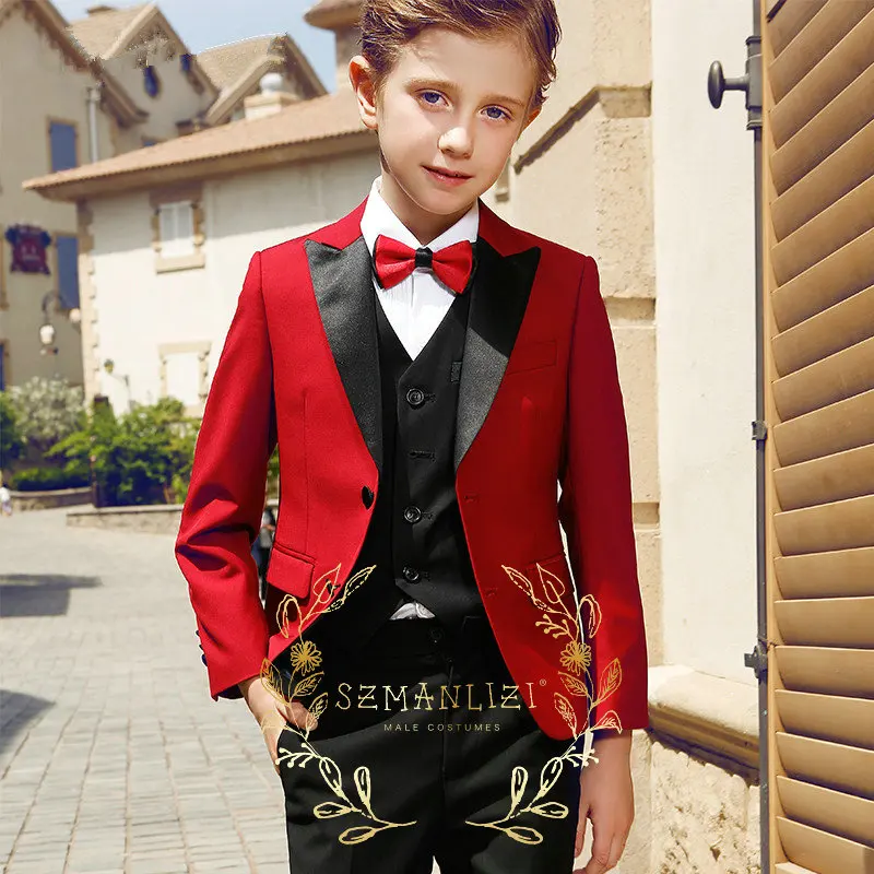 

Suit For Boys Wedding Tuxedo Formal 3 Piece Jacket Pants Vest Stage Show Dress Complete Outfit Boys Clothes 4yrs To 12yrs