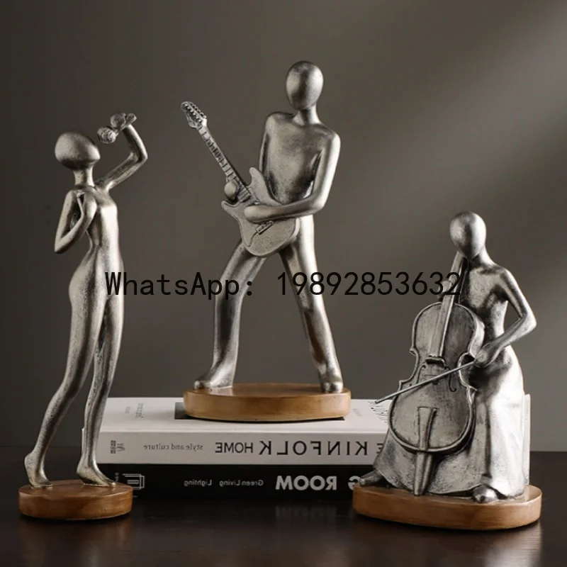

Resin Handicrafts Realistic Figure Sculpture Abstract Musician Cello Cellist Guitar Guitarist Figurines Home Decoration