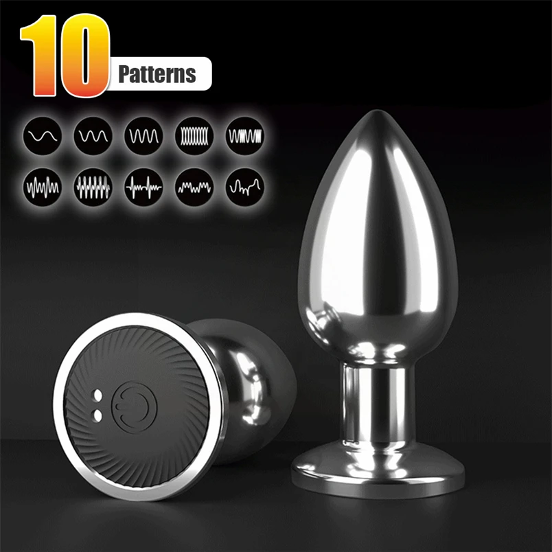 10 Modes Wireless Metal Vibrating Anal Plug Vibrators G-spot Prostate Massager Anus Masturbator Adult Game Sex Toy for Men Women