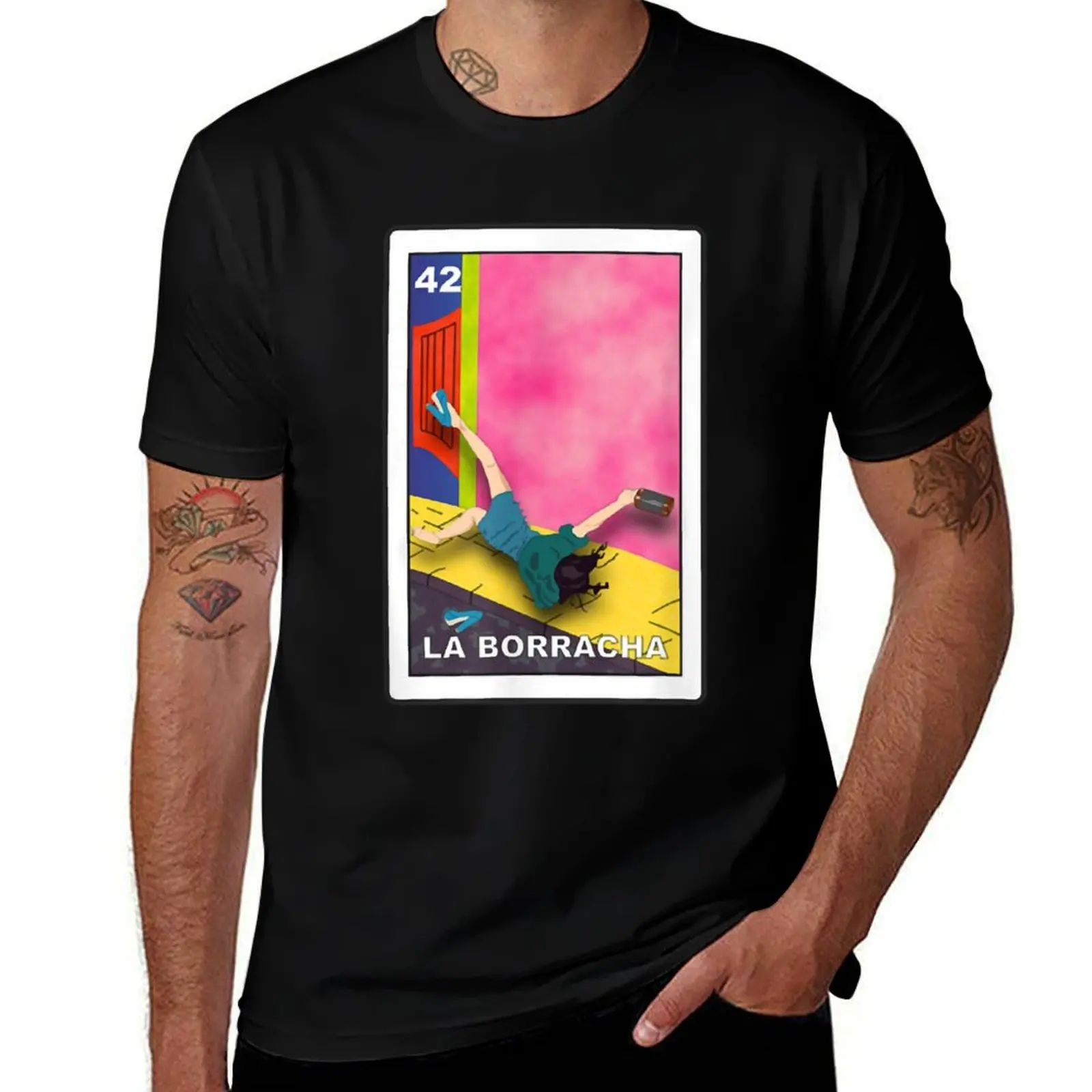 Camiseta divertida La Borracha Loteria Mexicana, camiseta básica ligera de manga corta