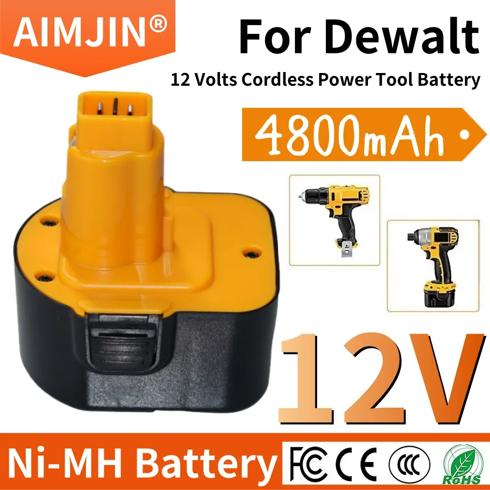 12V 4800mAh Ni-MH Rechargeable Power Tool Battery For Dewalt DE9071 DC9071 DE9074 DE9075 DE9501 DE9072 Battery Replaceable