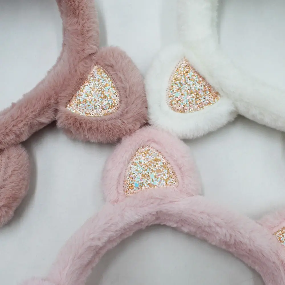 Portable Faux Fur Cat Ear Earmuffs Fluffy Foldable Foldable Thermal Earmuffs Thermal Lining Ear Muffs For Women