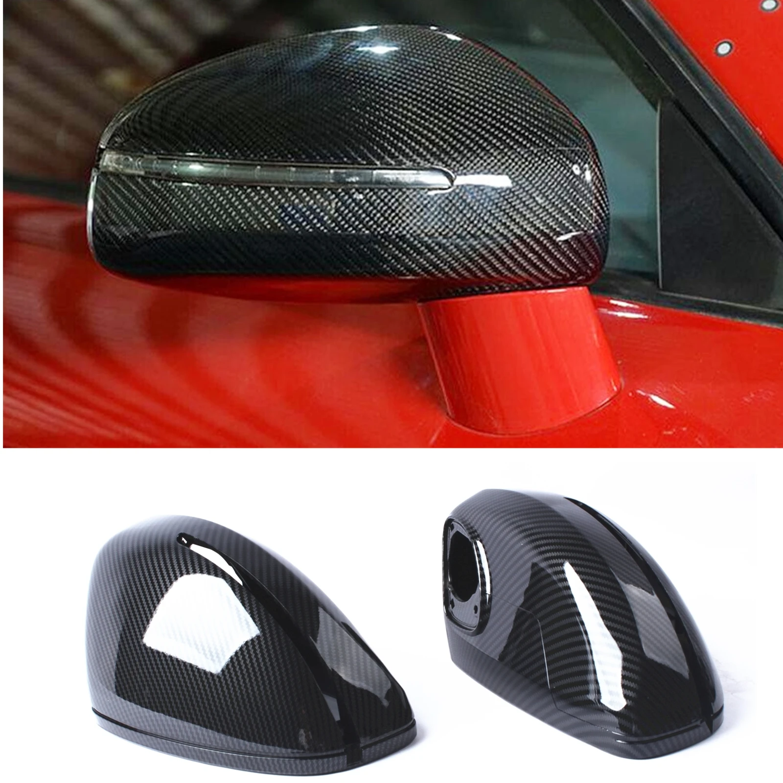 

Mirror Cover For Audi TT TTS TTRS MK2 (8J) R8 (42) 2007-2014 Carbon Fiber Look/Gloss Black Exterior Rear View Cap Replacement