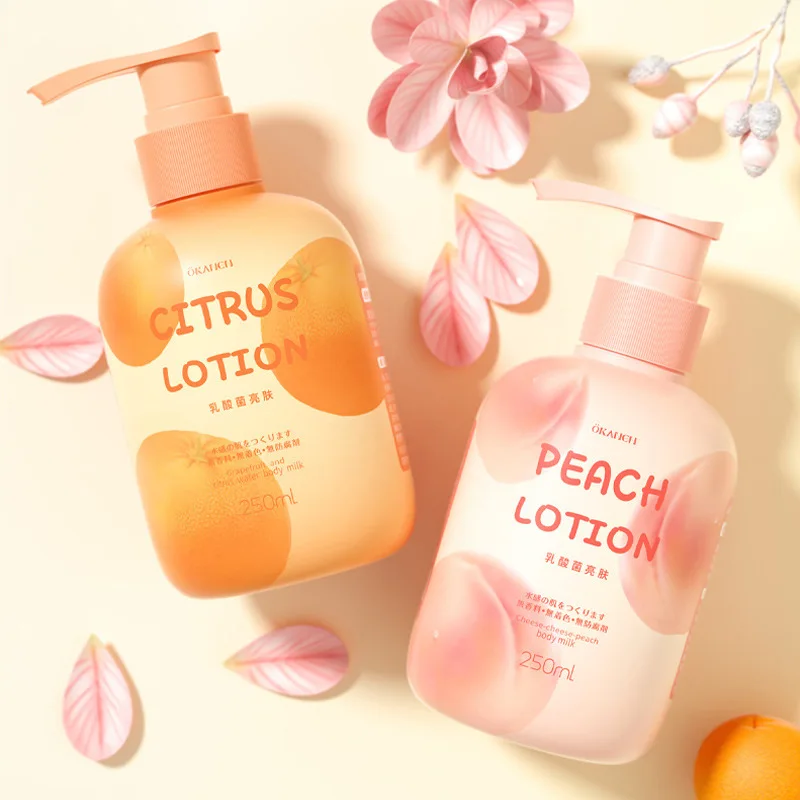 250ml Citrus & Zhizhi Peach Watery Lactobacillus Softening and Moisturizing Skin Brightening Body Lotion skin care products