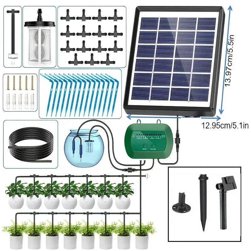 Outdoor solar-powered flower watering machine, intelligent irrigation machine, 3W integrated indoor potting plant automatic