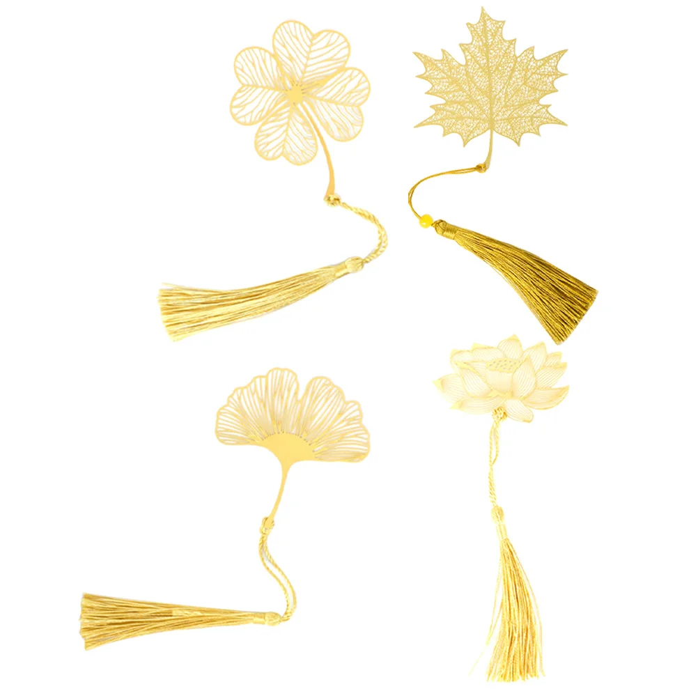 4 Pcs Metal Bookmark Set for Women Readers Creative Student Gift Idea Unique Retro Book Lovers Accessories