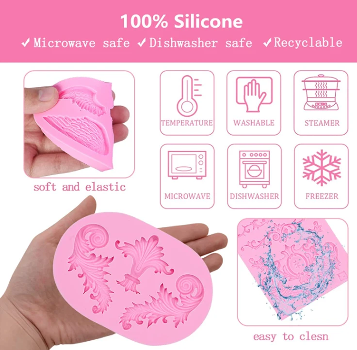 Baroque Silicone Molds Retro Embossing Font Mould European Style Cake Decoration Tool Multi Functional Epoxy Resin Mold