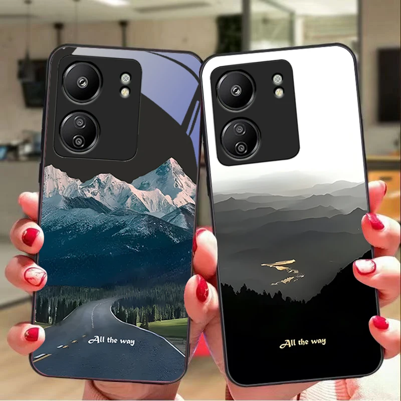 

Dark Forest White For Xiaomi Redmi 13C Note13 12 Pro Plus 5G Note 9 13T Pro POCO X6 F5 F6 Black tempered glass phone case