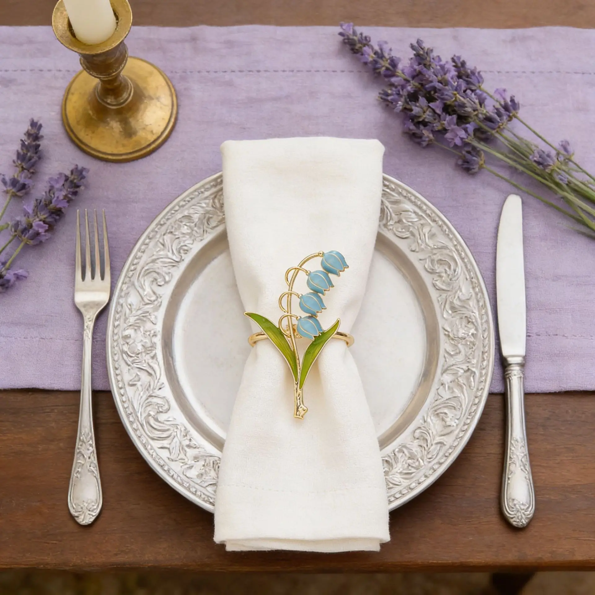 6/12Pcs Minimalist style painted flower series napkin ring simulation bell orchid napkin ring tulip napkin clasp