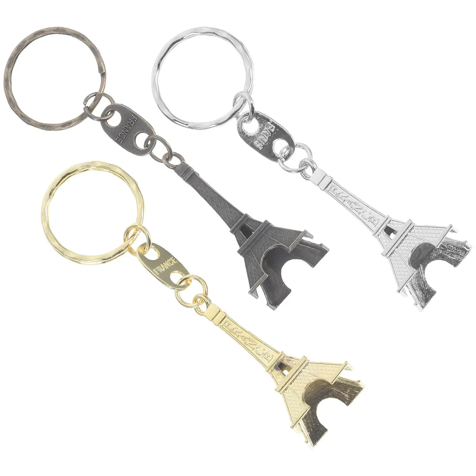 

Eiffel Tower Keychain 3 Pcs Zinc Alloy Elegant Design Hanging Decor Gifts Accessories Creative Key Ring Bag Pendant