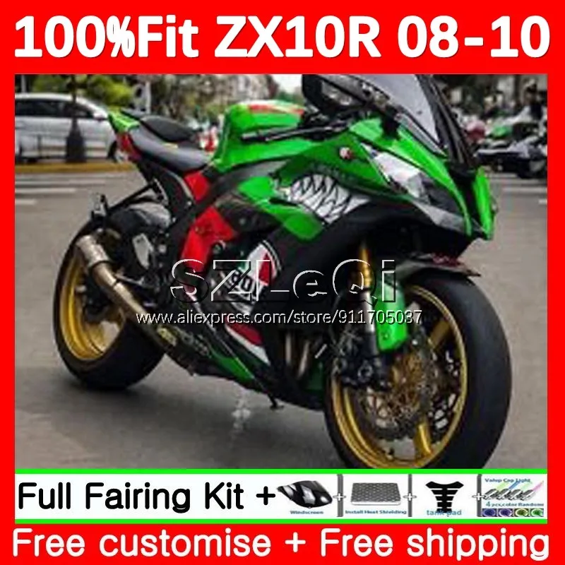 Shark Fish Injection Body For KAWASAKI NINJA ZX-10R ZX 10 R 10R 1000 CC 110No.0 ZX10R 08 09 10 ZX1000 2008 2009 2010 Fairing