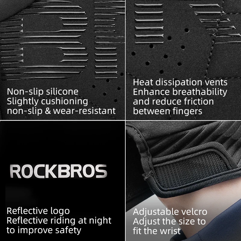 ROCKBROS Winter Glove Keep Warm Gloves Fleece Long Finger Touch screen Windproof  Cycling Gloves Sports Gloves