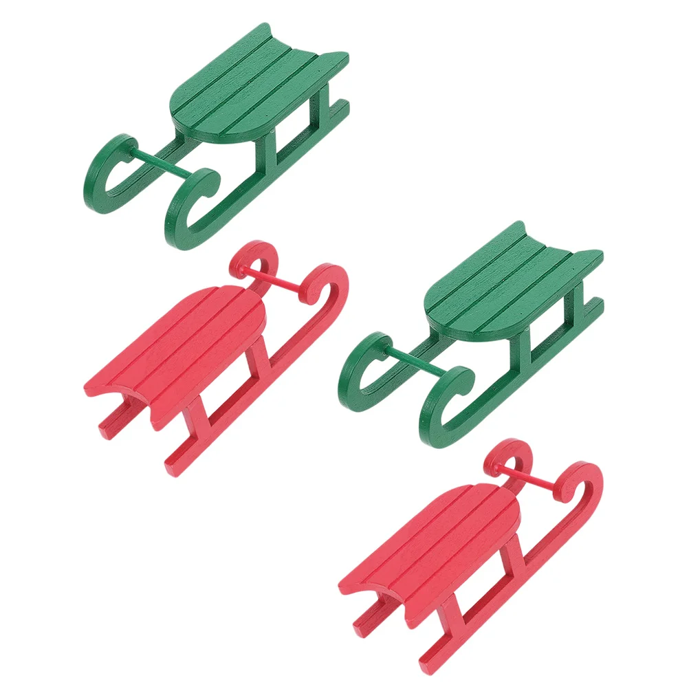 4 pezzi slitta ornamenti in legno decorazioni natalizie per il desktop festival per la casa ornamento squisito di Natale slitta