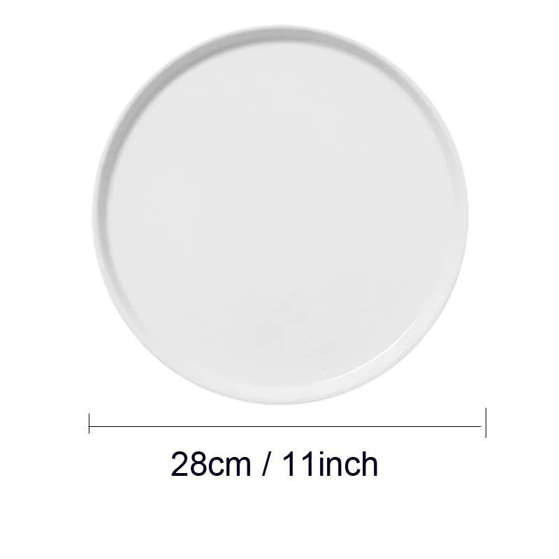 Nordic Ceramic Dinner Plates Round Salad Dish Pure White Steak Food Dessert Cake Tray Party Dinnerwares