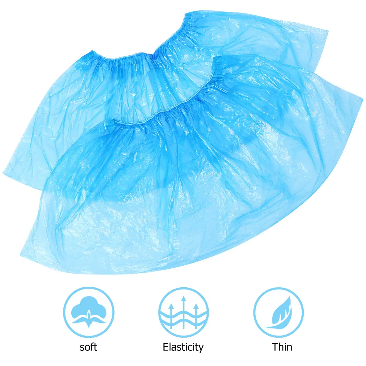 

100 шт. эластичных одноразовых синих бахил из пластика для чистки ковров, для дома, отеля, офиса, автомобиля