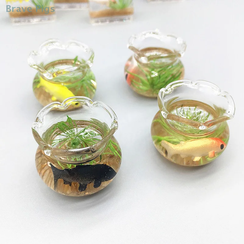 1Pc Dollhouse Miniature Glass Fish Tank Bowl Aquarium Doll House Home Ornament