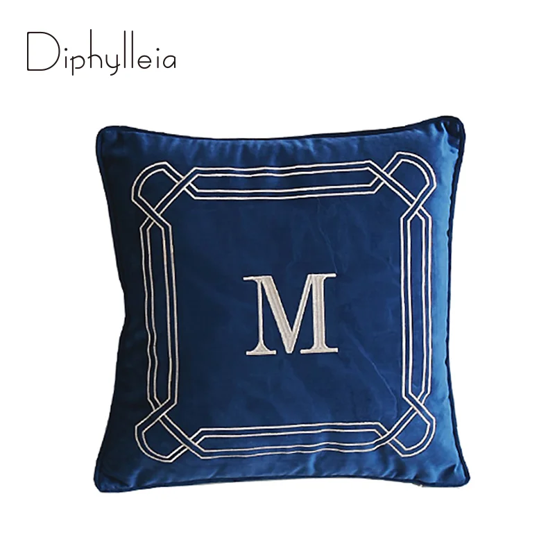 

Diphylleia Light Luxury Nordic Sofa Cushion Cover High Precision Dutch Velvet Letter Embroidery Pillowcase For Hotel Coffee Shop