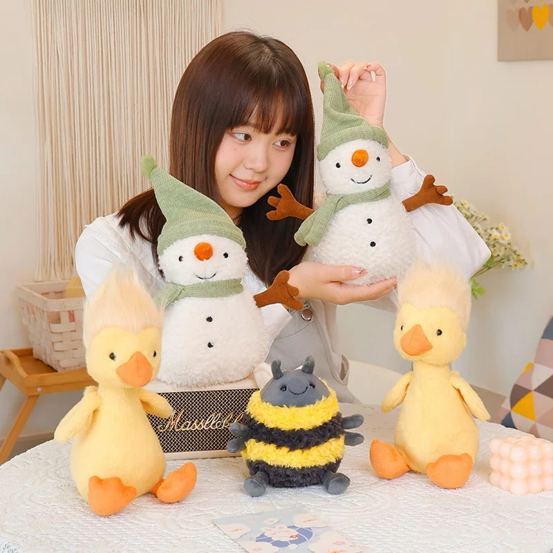 Simpatico cartone animato di vendita caldo ape bambola di peluche ciondolo borsa pupazzo di neve anatra nuvola scura peluche decorazione della casa regalo per ragazzi e ragazze