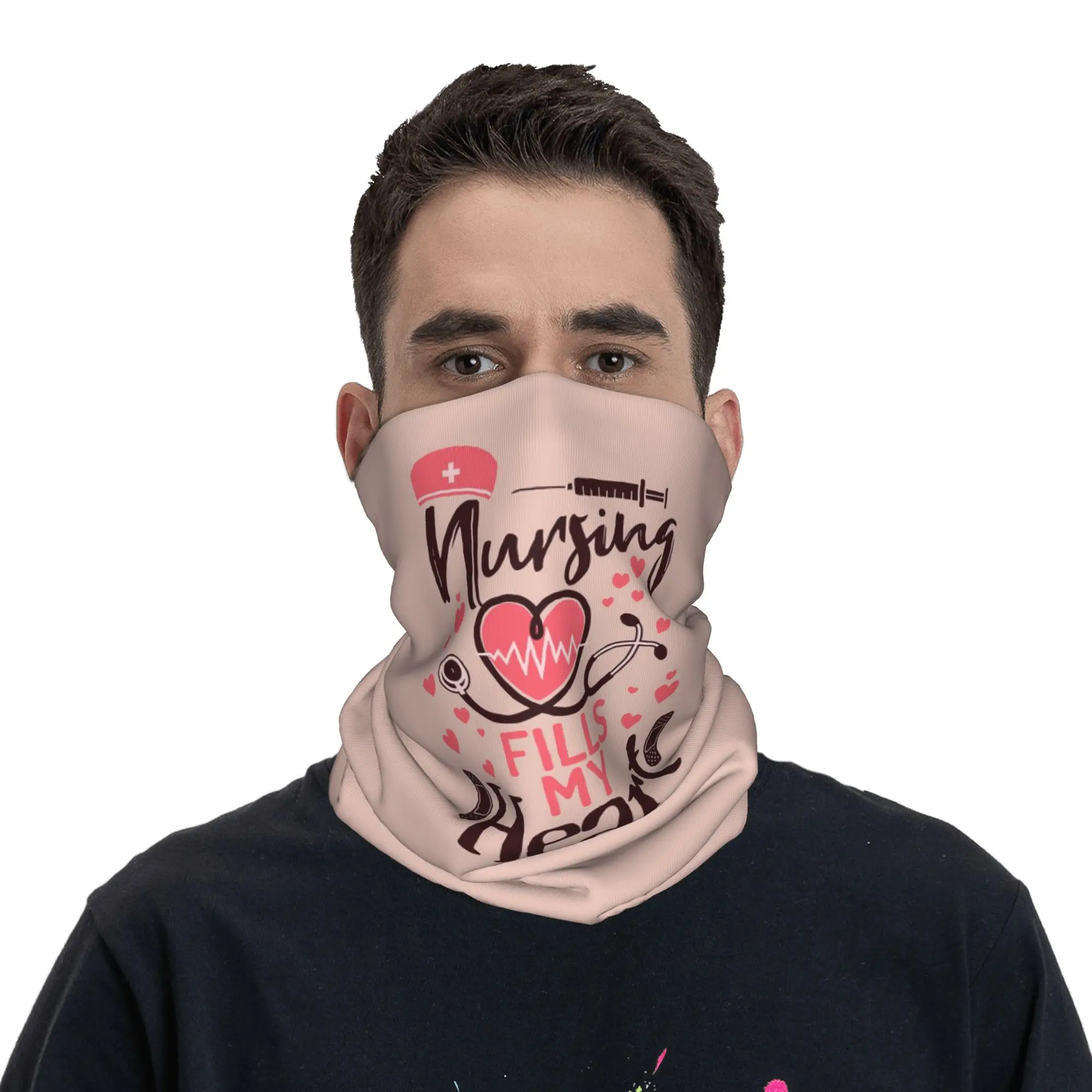 

Nursing Fills My Heart Heartfelt Nursing Passion Bandana Neck Gaiter Printed Mask Scarf Headband Outdoor Sports Adult All Season