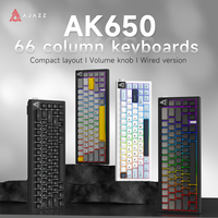 AK650 Wired Mechanical Keyboard Gasket Structure Side Volume Knob White/RGB Light Dual Foot Support Adjustment