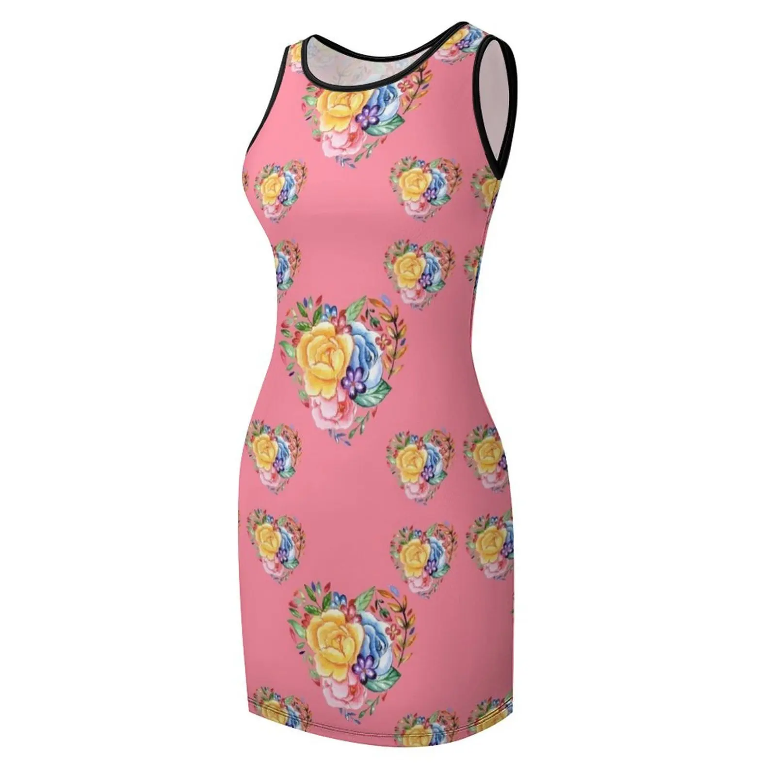 Valentine Floral Hearts Sleeveless Sundress Women dresses summer Cocktail of dresses Summer women's clothing
