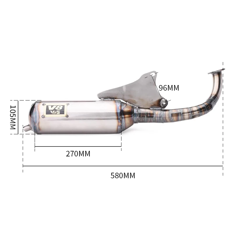 Full Exhaust System, Muffler For JOG2 JOG90 JOG50 JOG 2T EX Poche Scooter, V8 - Image 5