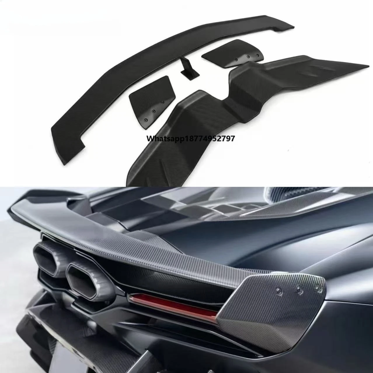 Vors Style for Revuelto Dry Carbon Fiber Rear Spoiler New Vehicle Specific