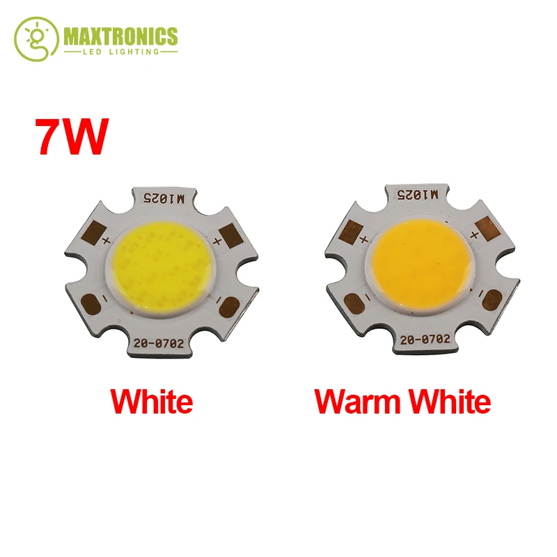 Best quality Free Shipping  2pcs 3W/ 5W / 7W COB High Power LED Bead Lamp Chip White Warm White Light 270~300Lum 350mA