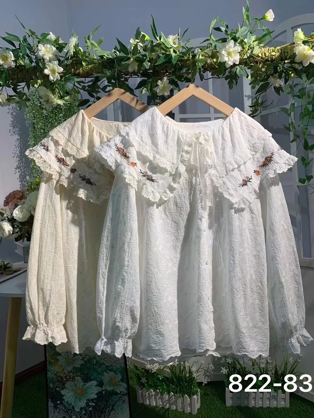 

Осенний новый свободный хлопковый топ с вышивкой irt Long Sve Button up Ne Design, японский женский топ премиум-класса Faion