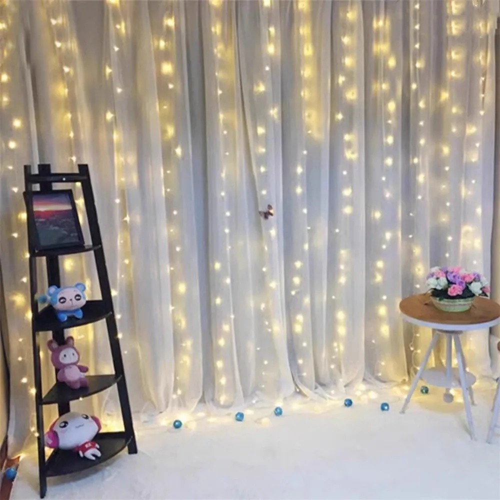 

6/4/3M USB Curtain String Lights 8 Modes Fairy Light Bedroom Home Christmas Tree Garland Light Wedding Christmas Holiday Decor